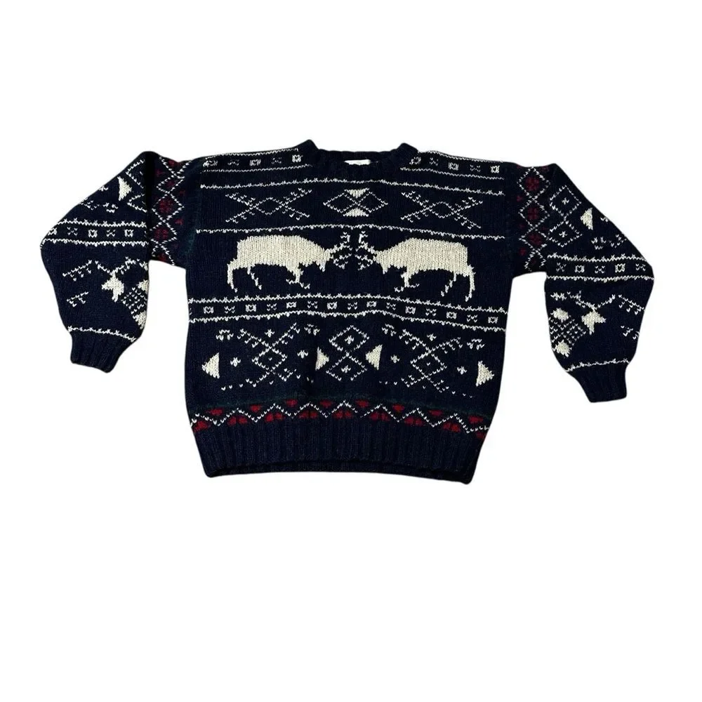 Vintage Traditions 100% Wool Sweater – Size Medium Blue